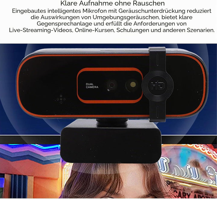 XUMIUZIY 1080P 30FPS Webcam mit Hello, Gesichtserkennungs Webcam mit privater Abdeckung, integrierte