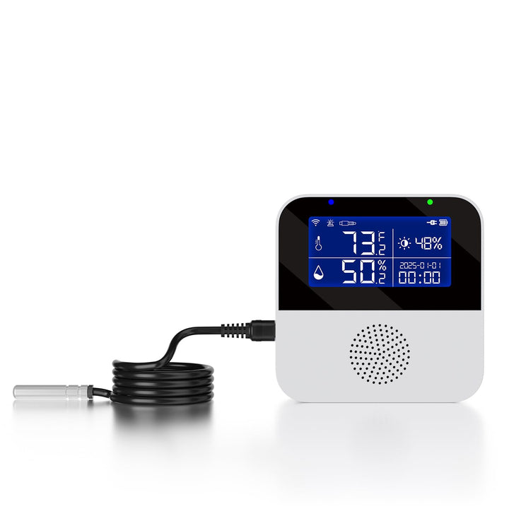 WiFi Temperature Sensor with Waterproof External Probe,Tuya Smart Temperature Humidity Monitor with