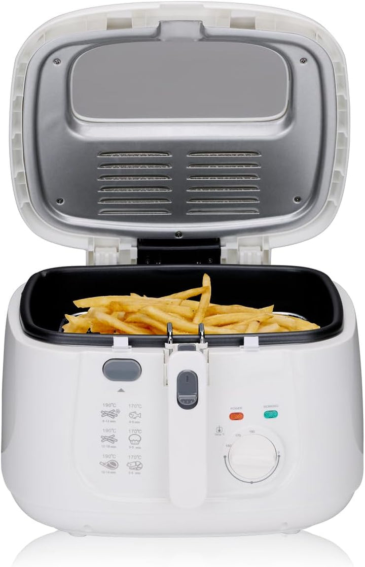 alpina Friteuse 2,5L DF-165 - Friteuse mit Fett 1800W - Einstellbare Temperatur bis 190°C - für 2 bi