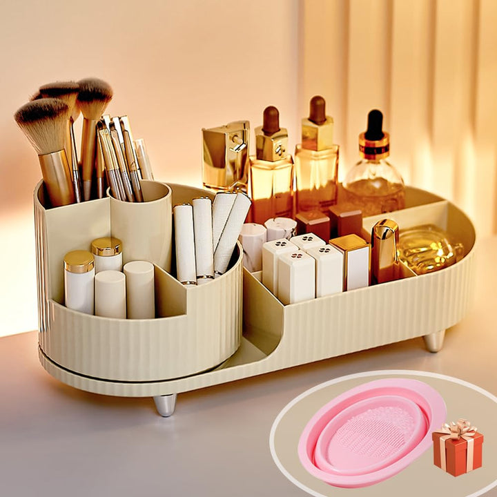 Make up Organizer 360° Drehbar, Grosser Bad Kosmetik Organizer mit Aufbewahrungsbox für Schminktisch