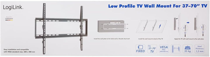 LogiLink BP0038 TV-Halterung Wandmontage 93,9-177,8 cm (37-70 Zoll) schwarz 37-70" (fix: unbeweglich