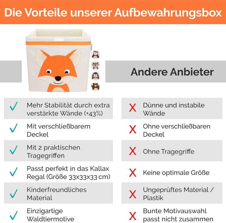 GLÜCKSWOLKE Aufbewahrungsbox Kinder - 15 Motive, Spielzeug Kiste mit Deckel, Spielzeugbox (33x33x33)