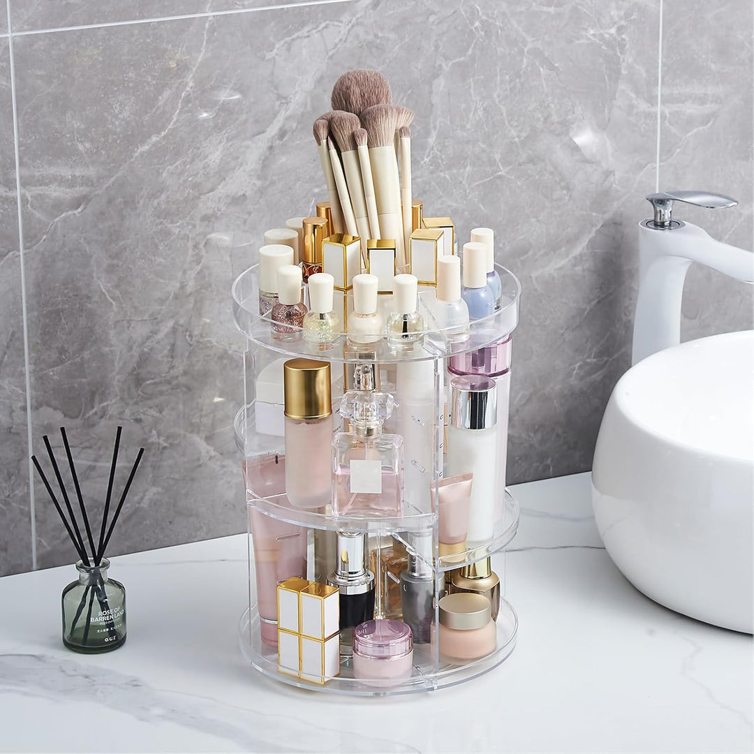 SUNFICON Rotating Makeup Organiser, Crystal Clear Transparent, Transparent