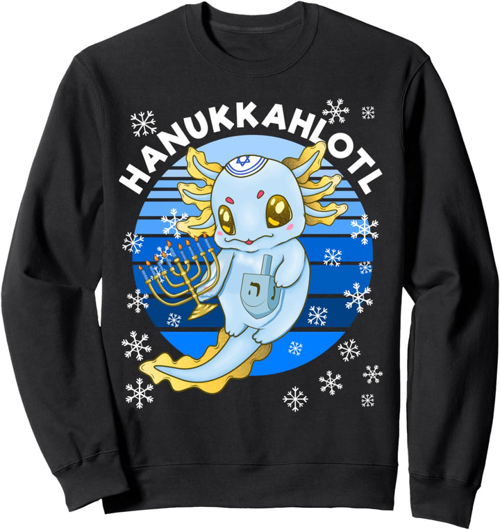 Axolotl Chanukkah mit Dreidel Menora Herren Damen Kinder Sweatshirt