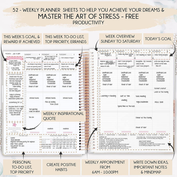 Manifestation Planner 2025 - Deluxe Weekly & Monthly Life Planner to Achieve Your Goals. A 12 Month