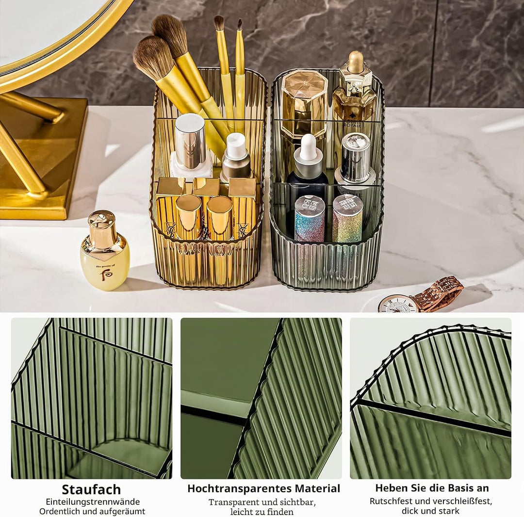DASITON Make up Organizer,Kosmetik Organizer mit 3 Fächern,Acryl Kosmetik Aufbewahrung mit Grosser K