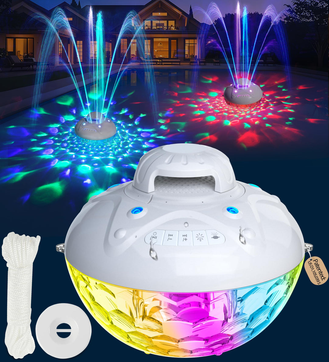 KingSom 3 in 1 Pool Lautsprecher Bluetooth mit Springbrunnen Pool Licht, 10000mAh Schwimmender Lauts