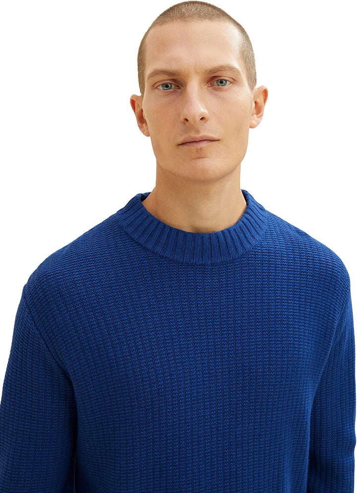 TOM TAILOR Herren Strickpullover mit Wolle M 11284 - Night Sky Blue Melange, M 11284 - Night Sky Blu