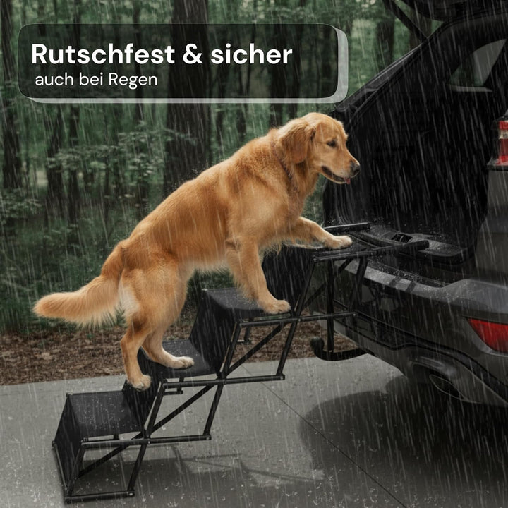 Hundetreppe Auto Klappbar - Faltbare Einstiegshilfe für Kleine bis Grosse Hunde - Höhenverstellbare