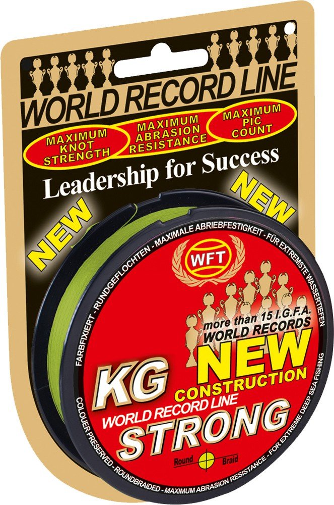 WFT KG Strong 150m 0,18mm 22kg, geflochtene Schnur, Meeresschnur, Angelschnur, Geflechtschnur Gelb,