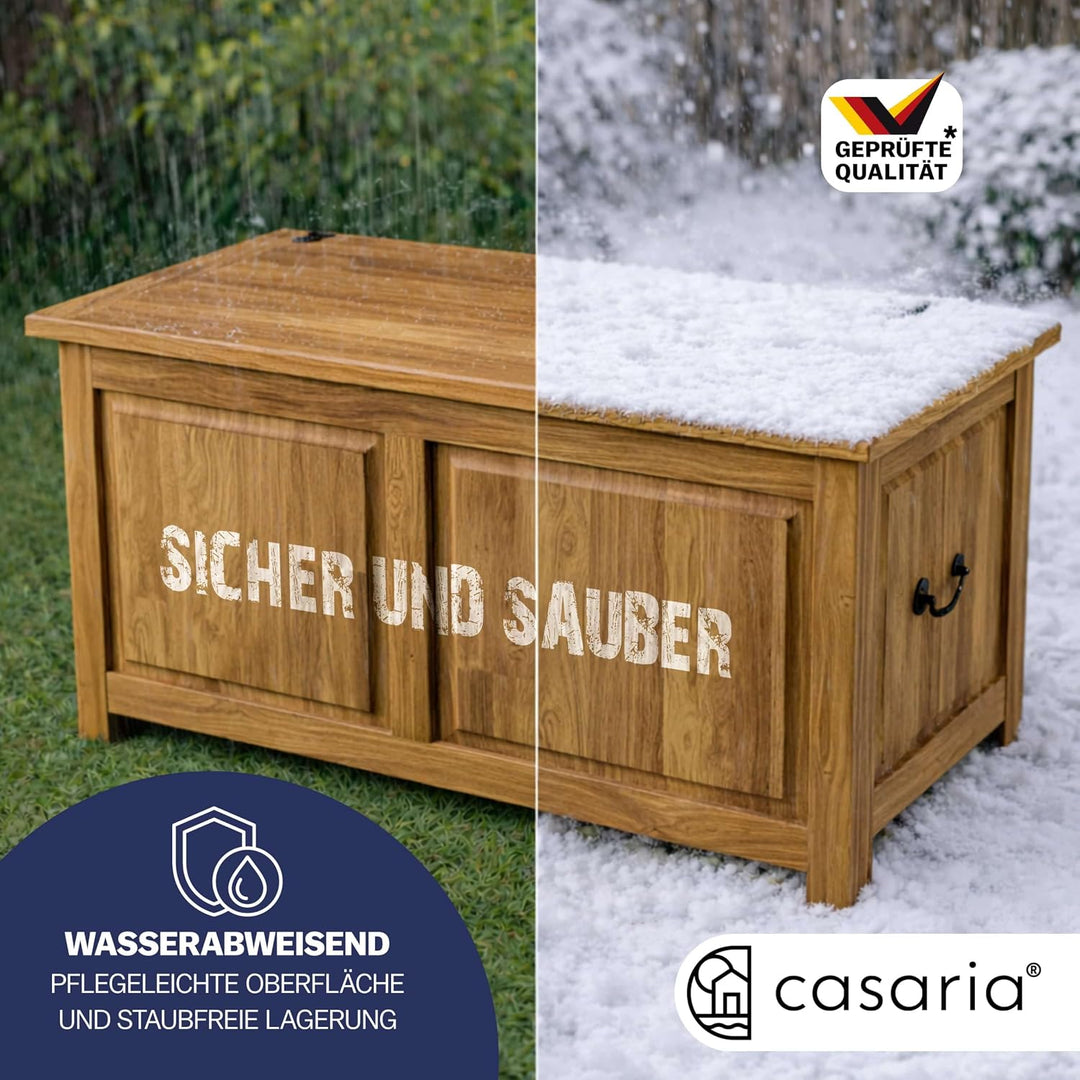 CASARIA® Holztruhe mit Deckel Gross 103L Volumen Sitzbank Stauraum 160kg belastbar Holz Akazie Flur