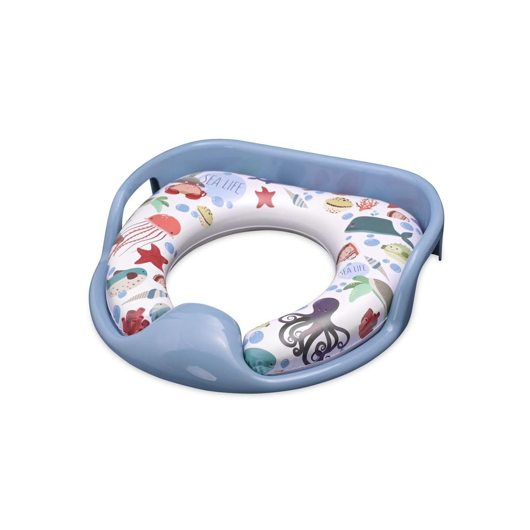 Lorelli Toilettensitz weich, Handgriffe, gepolstertes Sitzkissen, Spritzschutz blau, Blau
