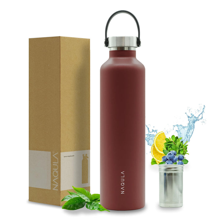Thermosflasche 1000 ml mit Tragegriff und abnehmbarem Sieb f Tee od Früchte. Edelstahl Trinkflasche