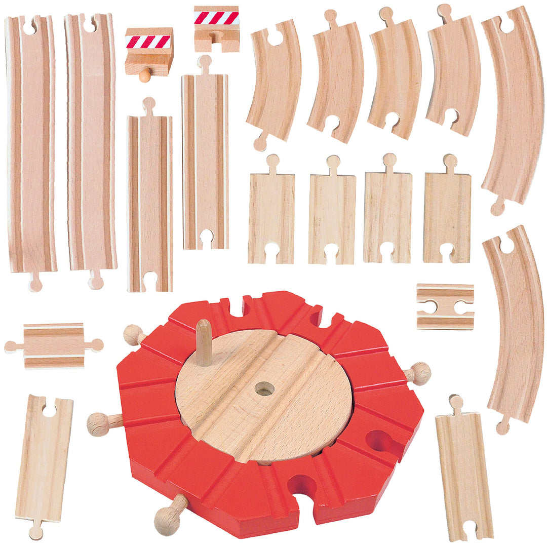 21 TLG. XL - Holz - Schienenset - für Eisenbahn/Holzeisenbahn - passend für alle Schienen-Systeme &