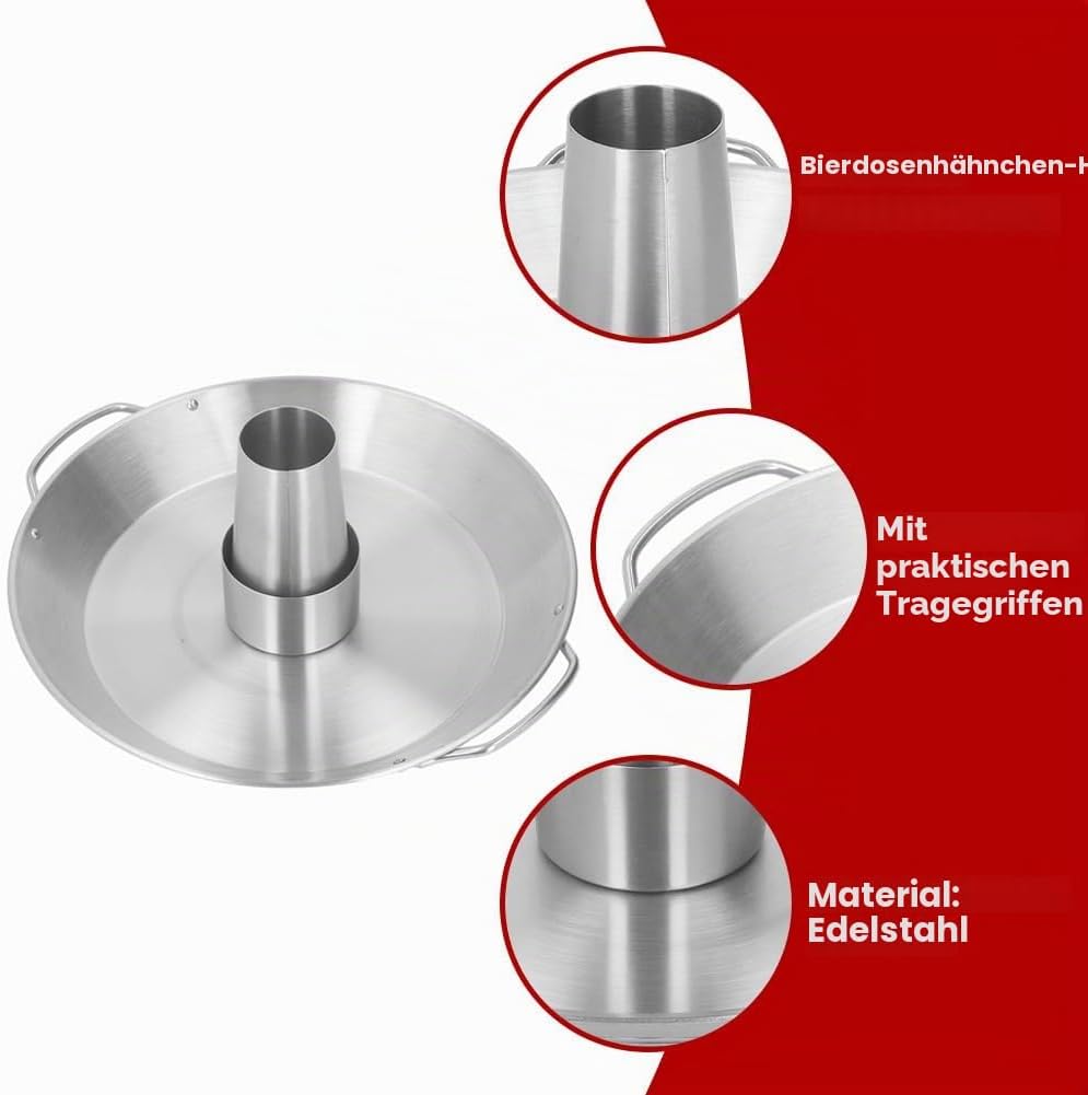 Hähnchenbräter, Edelstahl BBQ Edelstahl Hähnchenbräter mit Abtropfschale, Bräter Herd Ständer Vertik
