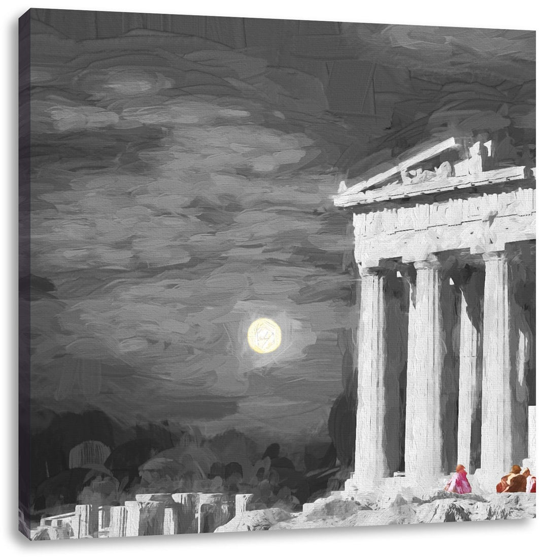 schöner Tempel der Athene, Format: 70x70 als Leinwandbild, tolle Bilder fertig auf Holzrahmen gespan