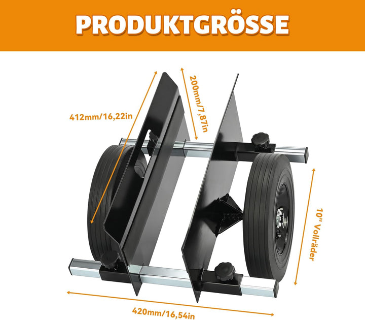 bimiti Schwerlast Plattenwagen bis 200kg mit 2 Vollgummirädern | Klemmbreite 0–23cm / 0–9,05in, geei