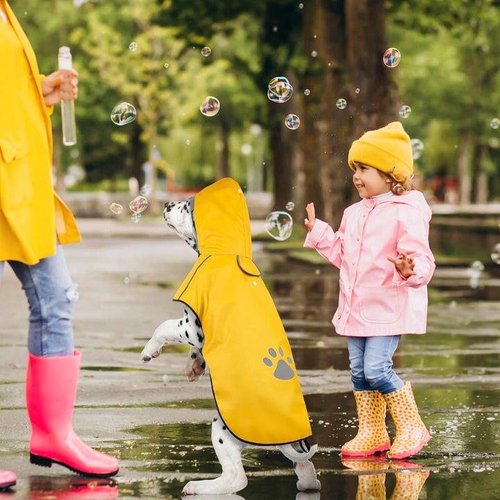 Regenmantel Hund DQGHQME Hunderegenmantel mit Reflexstreifen, Verstellbarer Regenjacke Hund, Hundema