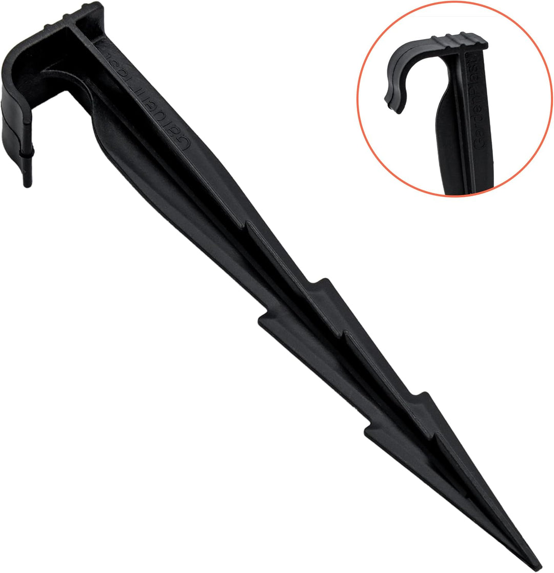 Gartenschlauch Bodenanker schwarz 16 cm - 100er Pack - Erdspiess für Sprinkler und Bewässerungsschlä