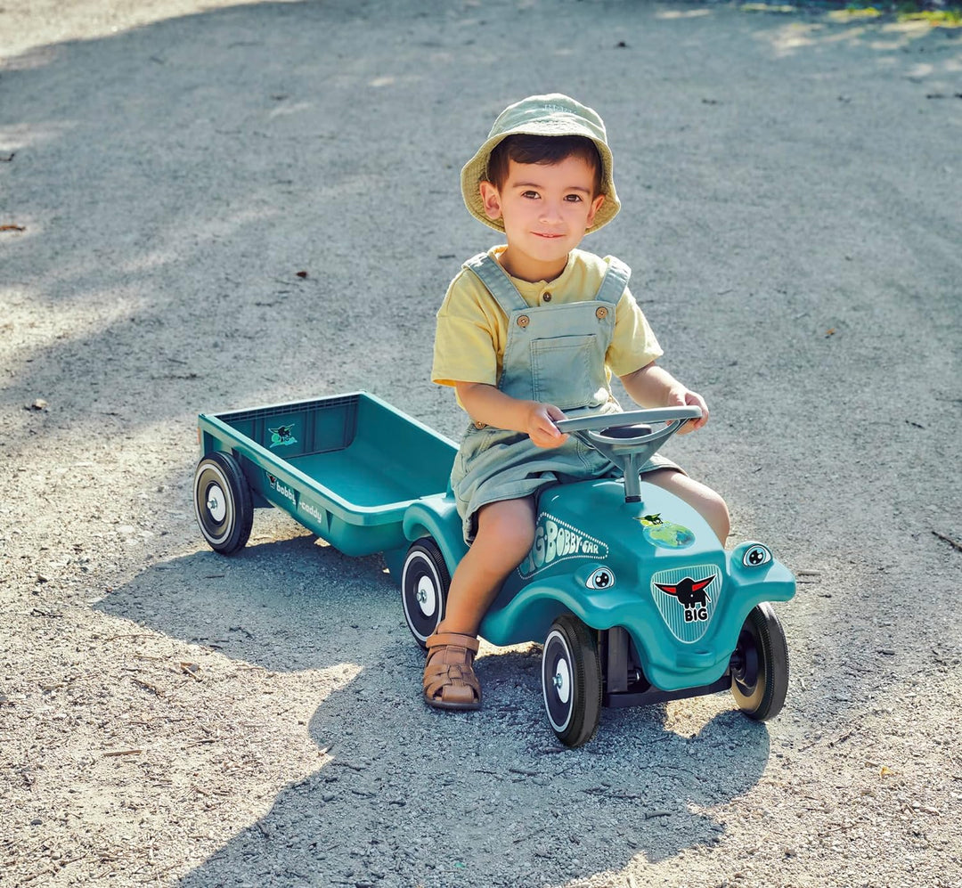 BIG Bobby Car Classic Eco 2.0 mit Anhänger - Rutschauto ab 1 Jahr aus Recycling-Material mit Caddy,