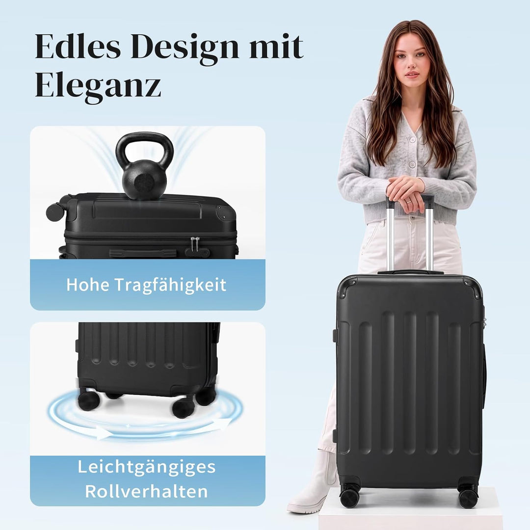 LALAHO Kofferset 2 teilig Hartschale, Handgepäck mit Kosmetikkoffer, Koffer Set mit verstärkten Ecke
