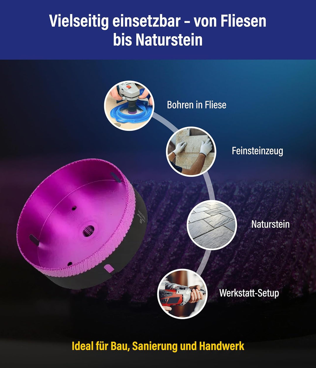 Karl Dahm MATRIXTEC Diamant-Trockenbohrkrone Ø 130 mm I Fliesenbohrer für Feinsteinzeug, Fliesen &amp; N