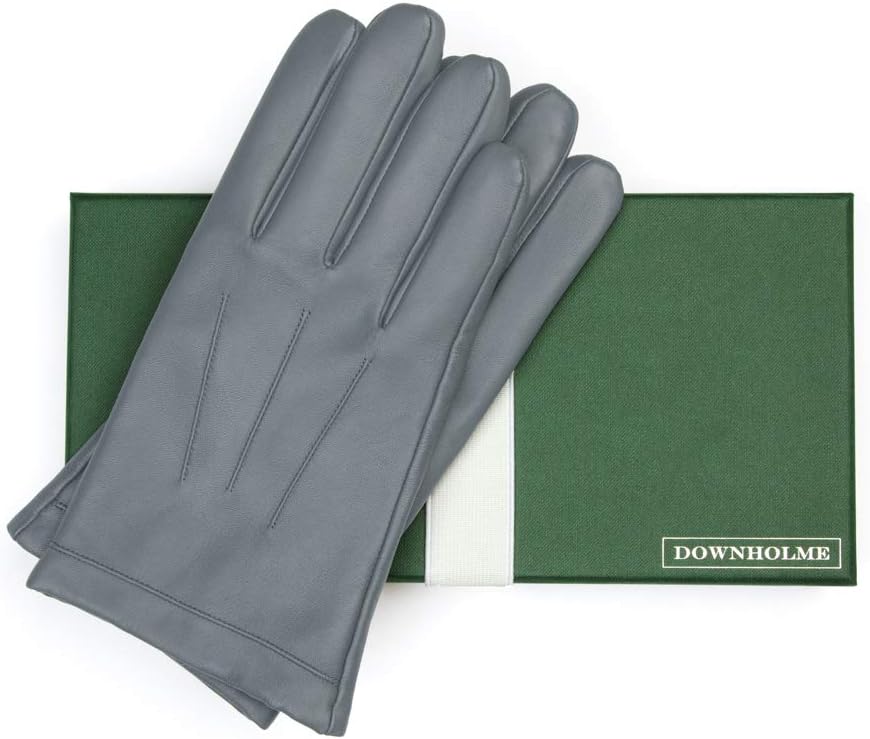 Downholme Touchscreen-Lederhandschuhe mit Innenfutter aus Kaschmir für Herren S Grau, S Grau