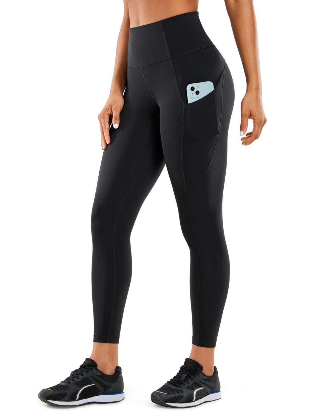 CRZ YOGA Damen Naked Feeling Sport Leggings mit Taschen High Waist Sporthose Gym Blickdicht Yogahose