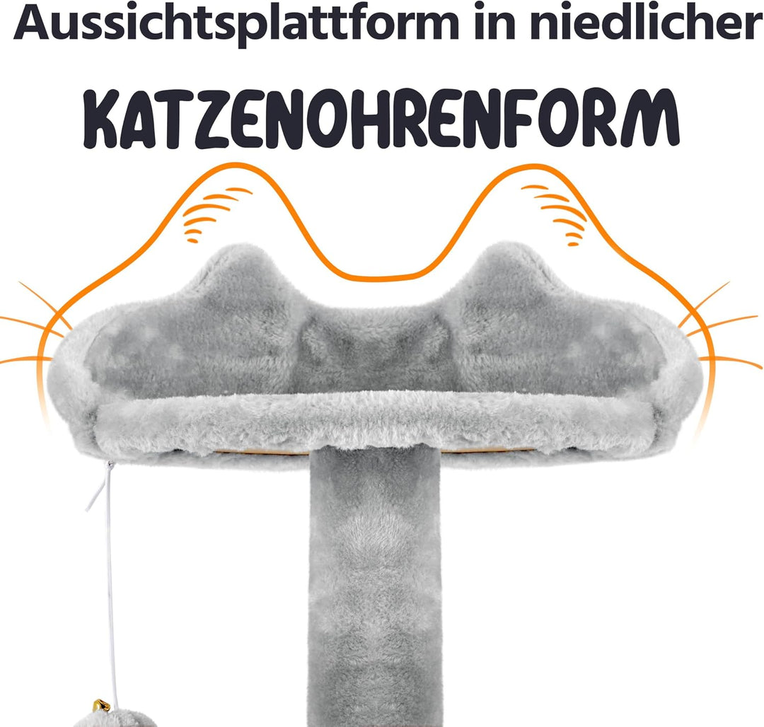 Yaheetech 178 cm Kratzbaum gross Stabiler Katzenbaum mit 2 Höhlen hellgrau | FSC-zertifizierte Spanp