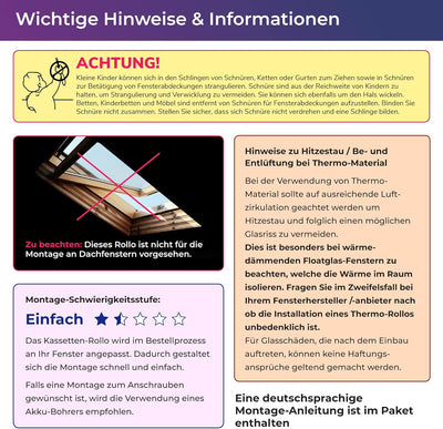 schattenfreu.de Doppelrollo mit Kassette nach Mass | Zum Ankleben ohne Bohren | Optional zum Anschra