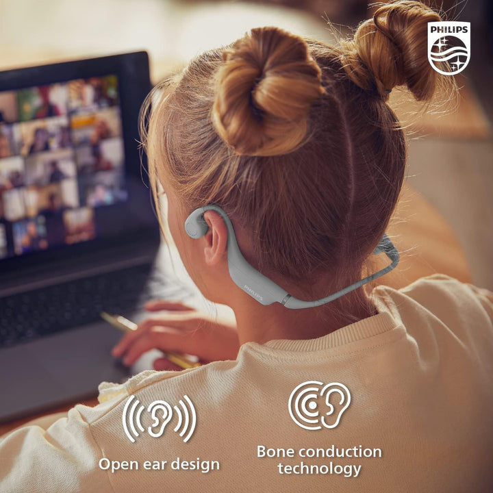 Philips K4607GY Bluetooth-Kopfhörer für Knochenleitung, mit internem Mikrofon und Kindersicherung, G