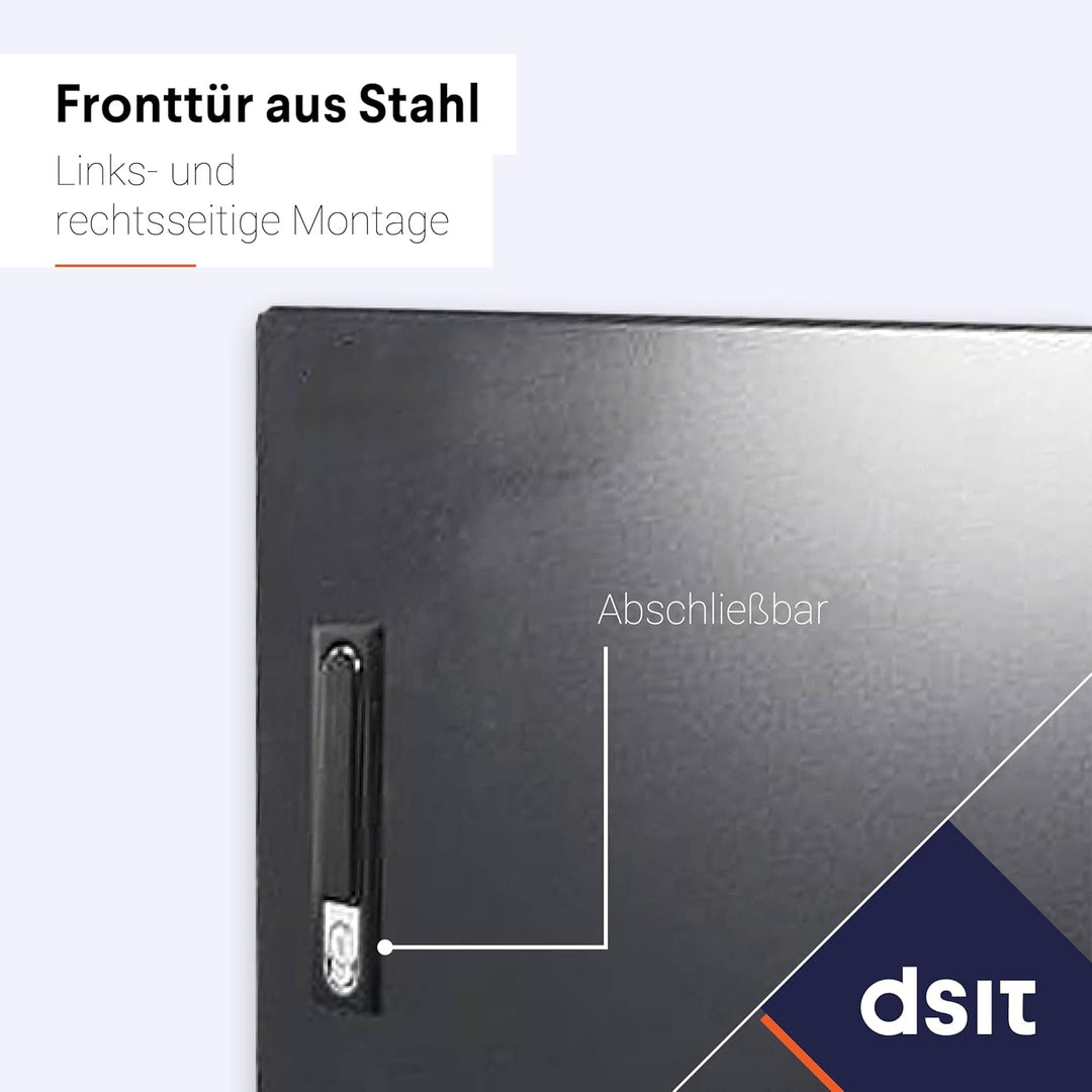 DSIT 6HE Netzwerkschrank (Serverschrank) 19 Zoll Wandmontage - mit Metalltür (BxTxH) 600 x 450 x 367