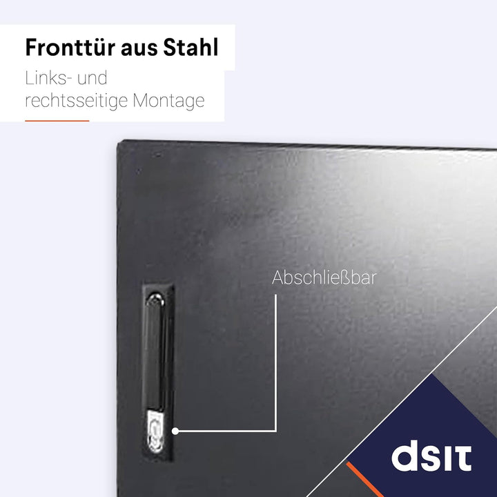 DSIT 6HE Netzwerkschrank (Serverschrank) 19 Zoll Wandmontage - mit Metalltür (BxTxH) 600 x 450 x 367