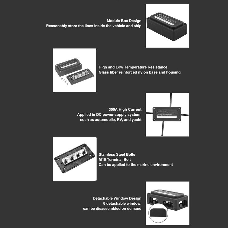 300 A Sammelschiene Stromverteilerblock DC 48 V M8 Anschlussbolzen Batterieanschlussblock für Auto,