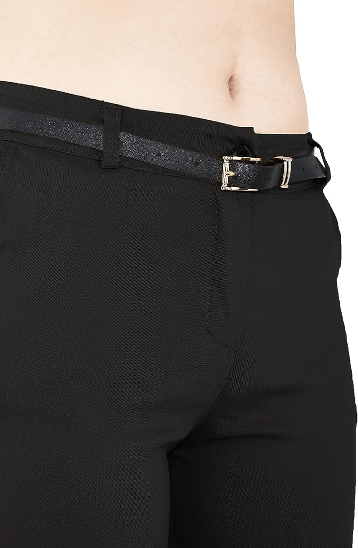 JOPHY & CO. Elastische Damen-Chino-Hose mit Gürtel (Artikelnummer: 3008) Regulär S Schwarz, Regulär