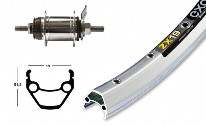 Bike-Parts 26? Hinterrad Exal ZX 19 + Shimano Rücktrittbrems-Nabe silber 1size, silber 1size