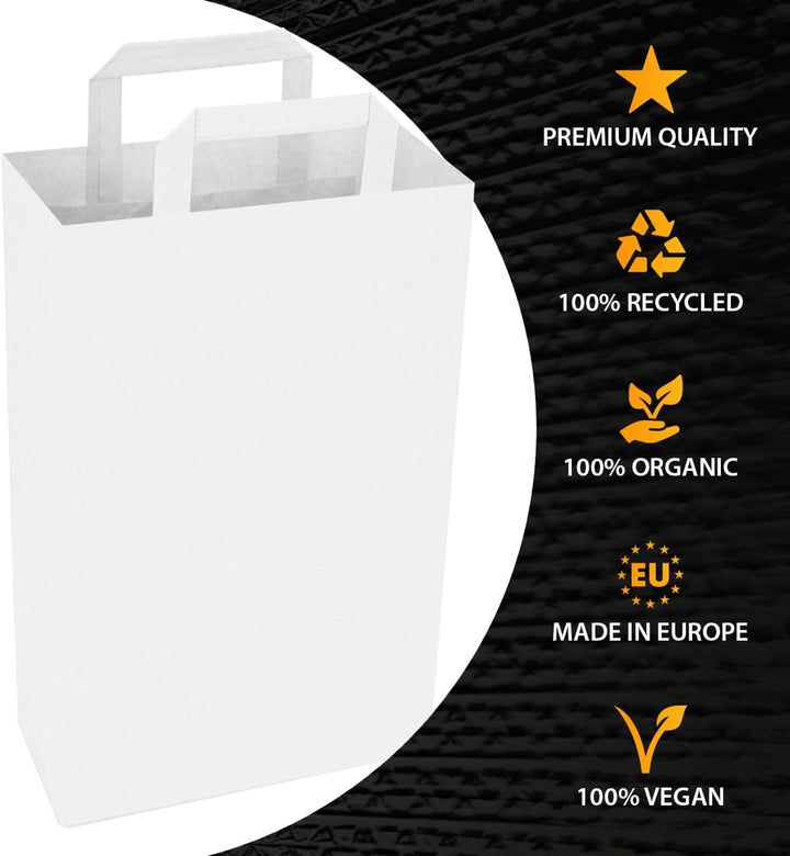 verpacking Papiertragetaschen 22 x 18 x 8 cm Weiss [Grösse und Farbe wählbar] Geschenktüten Einkaufs