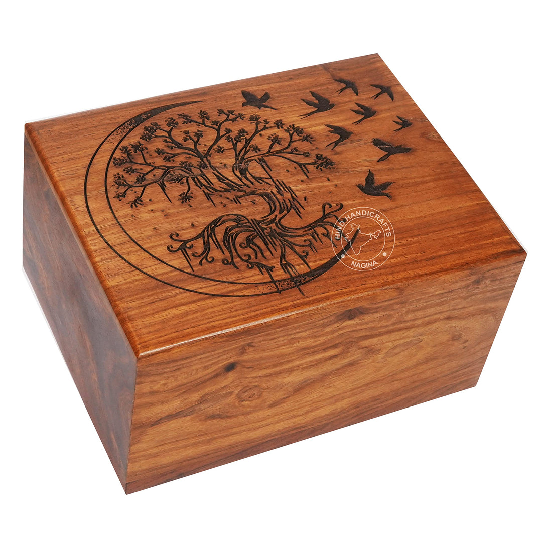 Rosewood Top Gravierte Holzurne für menschliche Asche Erwachsene – handgefertigte Beerdigung Gedenk-