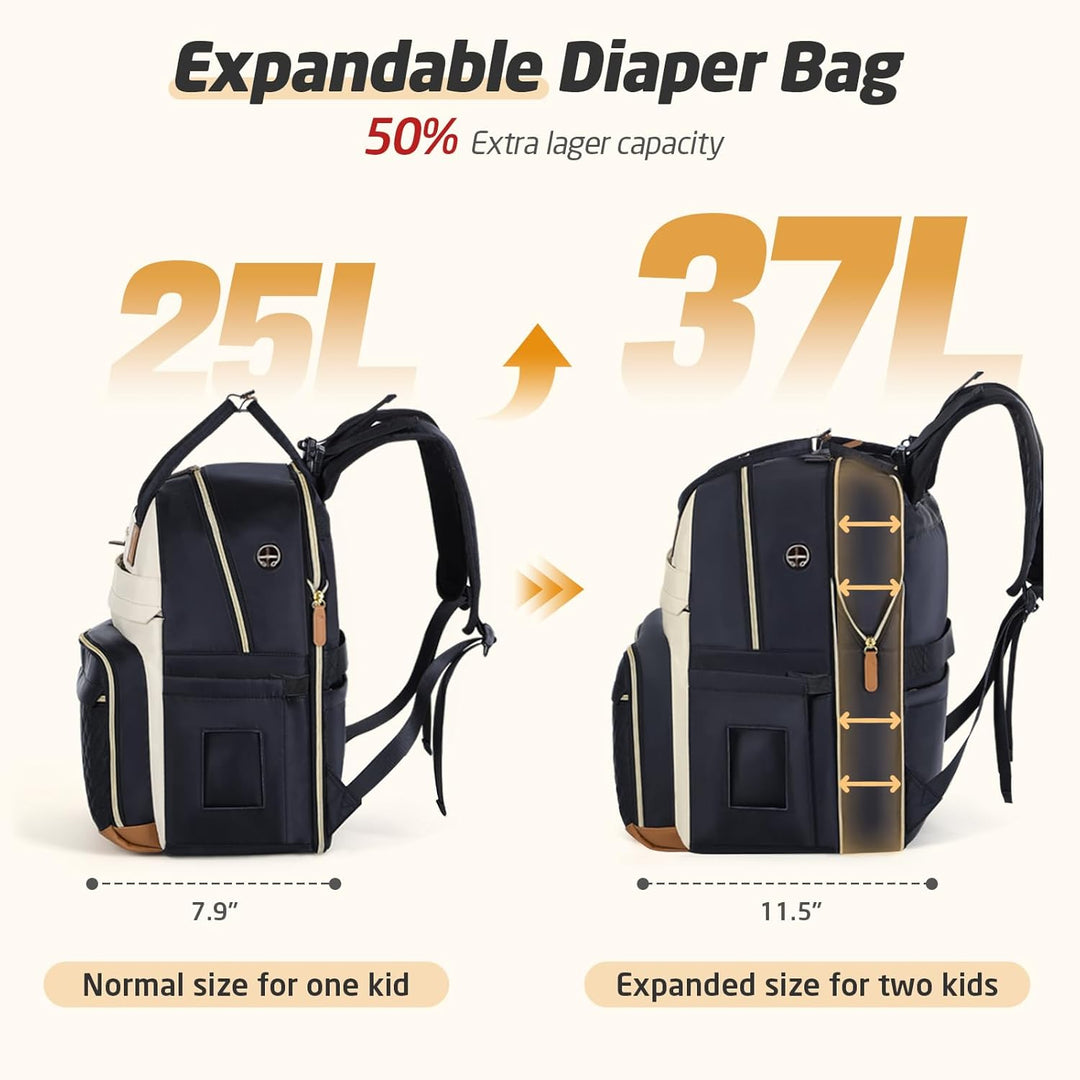 Wickeltaschen-Rucksack – extra grosse Wickeltasche für 2 Kinder, Doppelbett, Reise-Babytaschen für M