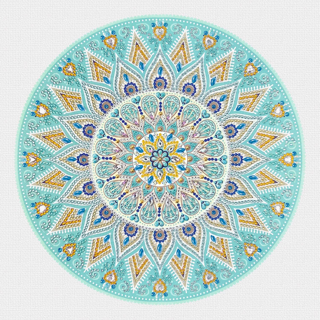 Ursus 43520005F - Diamond Painting Mandala Set 5, Bastelset mit Steinchen in Hellblau-, Taupe- und W
