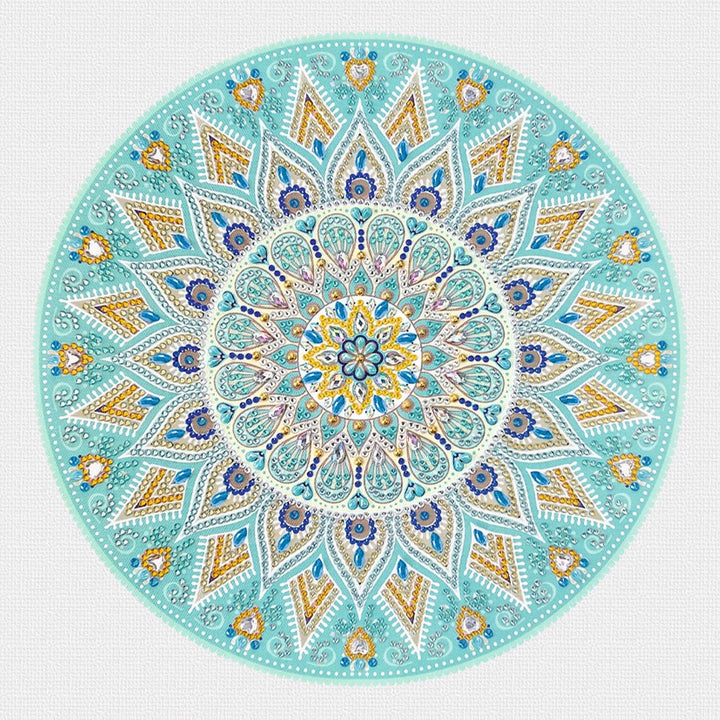 Ursus 43520005F - Diamond Painting Mandala Set 5, Bastelset mit Steinchen in Hellblau-, Taupe- und W