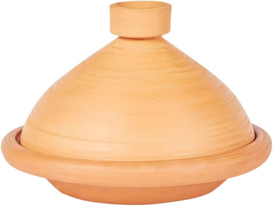 Marokkanische Tajine Topf zum Kochen + Kochbuch | Schmortopf Unglasiert Tuareg Ø 36cm für 5-8 Person