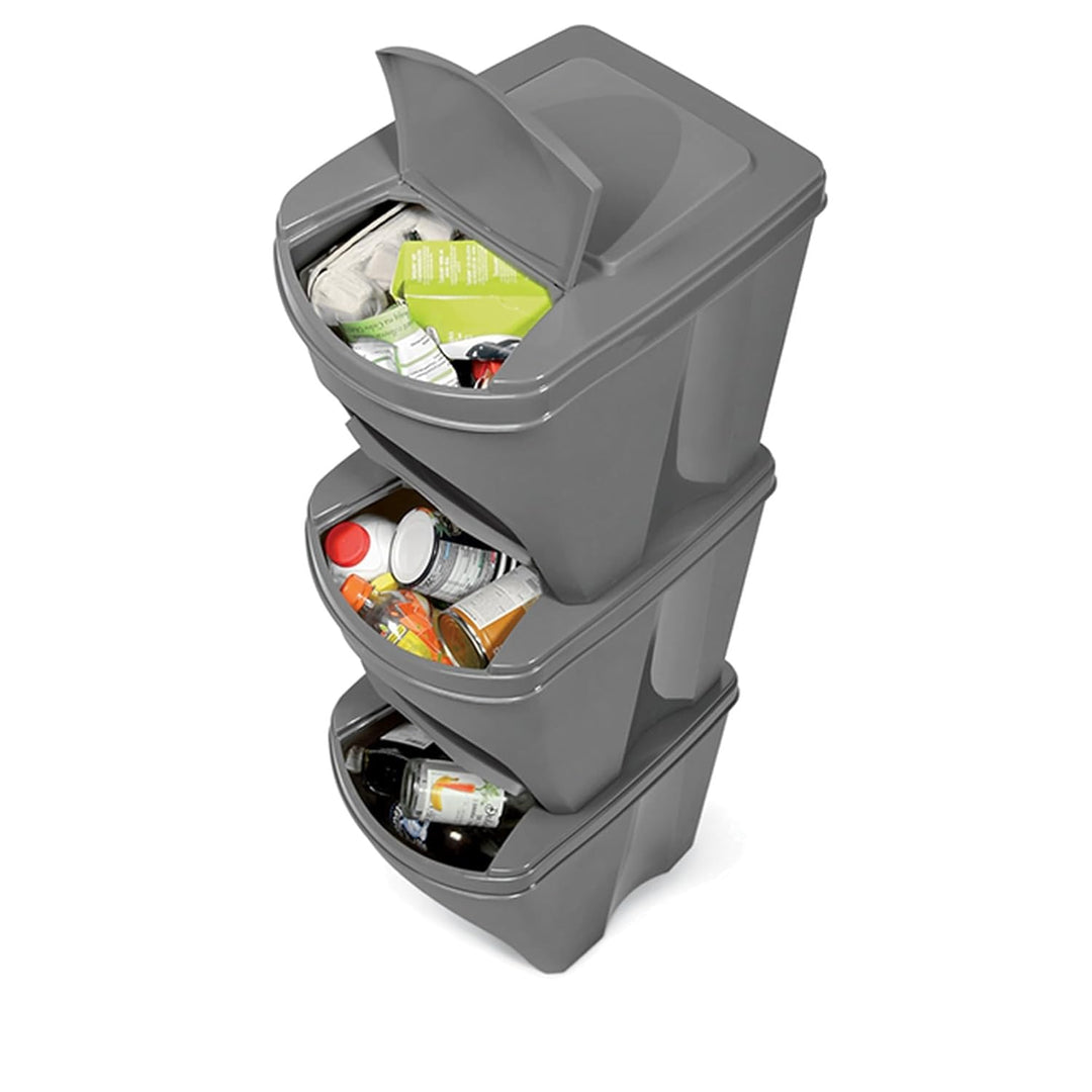 Prosperplast SORTIBOX 4 x 25L Abfallbehälter - Ashen
