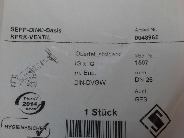 Seppelfricke KFR-Ventil DN 25 Oberteil steigend Modell 1507