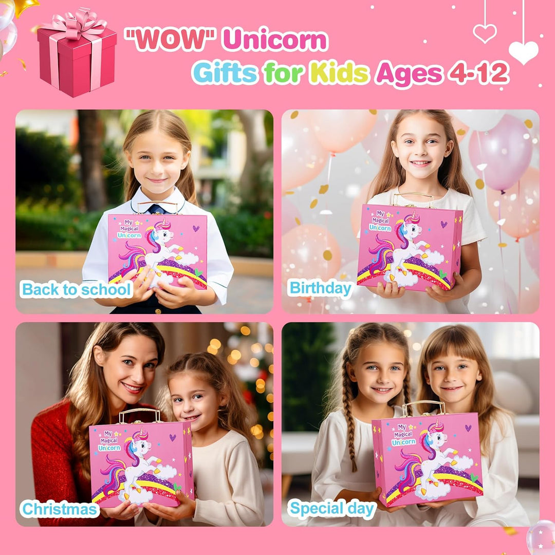 TCJJ Unicorn Painting Set 66Pcs Malset Mädchen 4-12 Jahre mit Einhorn-Aufbewahrungsbox,Malkoffer für