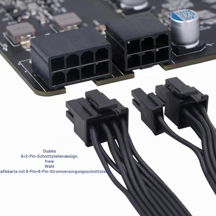 QIANRENON PCI-E 12 Pin auf Dual 8 Pin (6Pin+2Pin) Grafikkarten-Netzteilkabel Stecker auf Stecker, ge