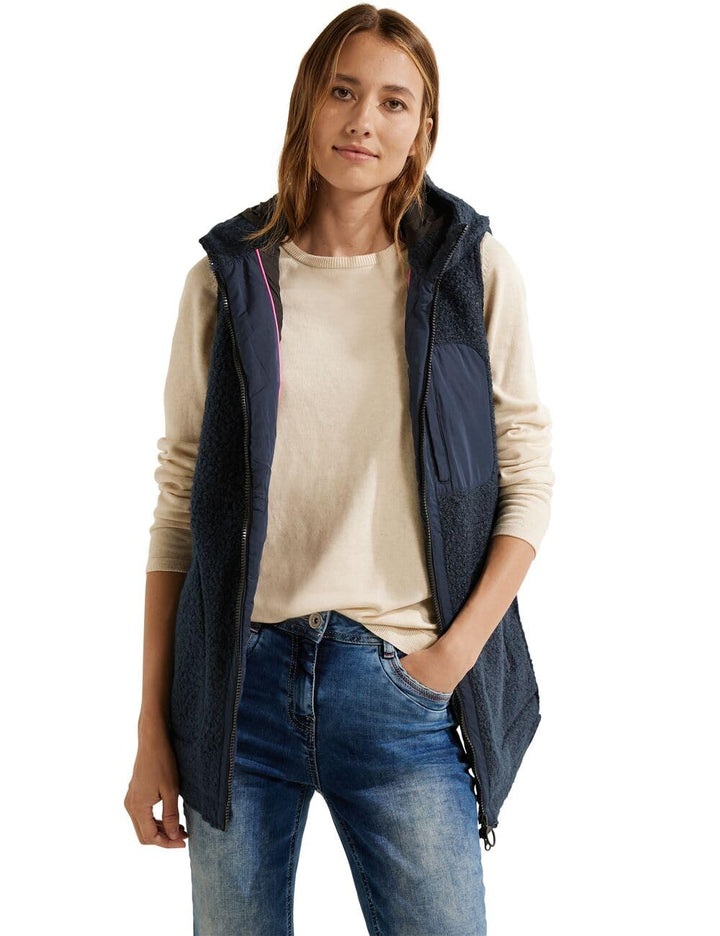 Cecil Damen B220185 Weste Hoodie L deep blue, L deep blue