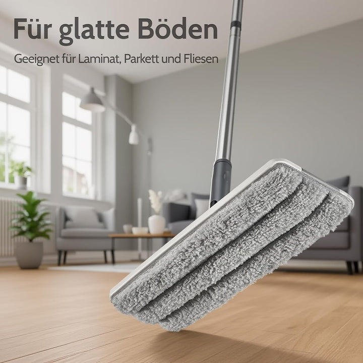Allyson® Wischmopp Set Bodenwischer inkl. 5 Mops, 3-Kammer Wischmopp Set mit Eimer, Mob Wischer mit