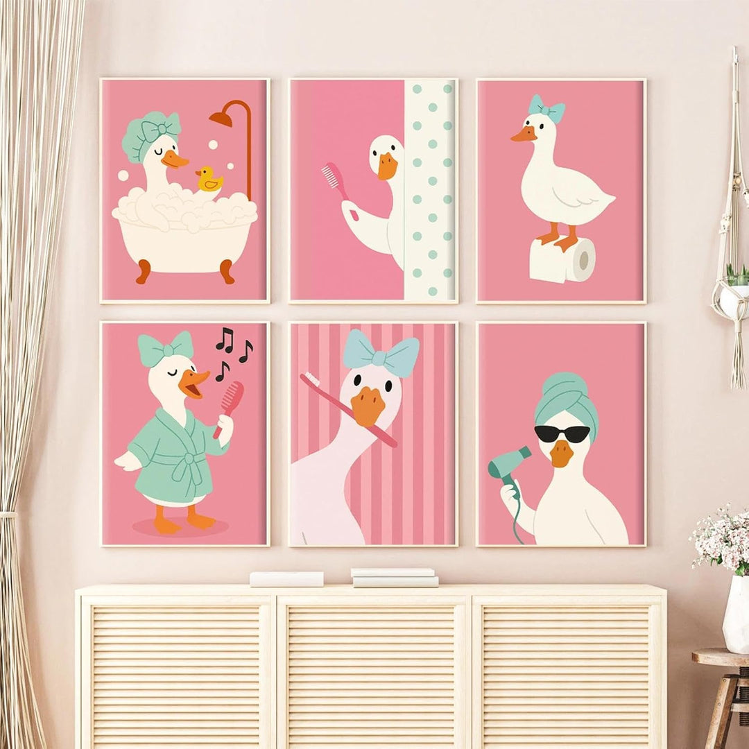 JATOK 6 Stück Malen Nach Zahlen Erwachsene, DIY Badende Enten für Anfänger, Handgemalt Ölgemälde Lei