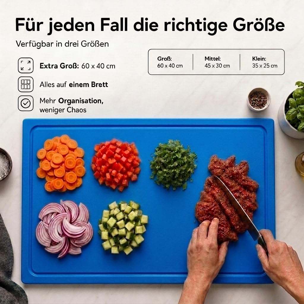 MUVELL stabiles Schneidebrett Kunststoff Spülmaschinenfest, EXTRA dick, messerschonend | Farben & Gr